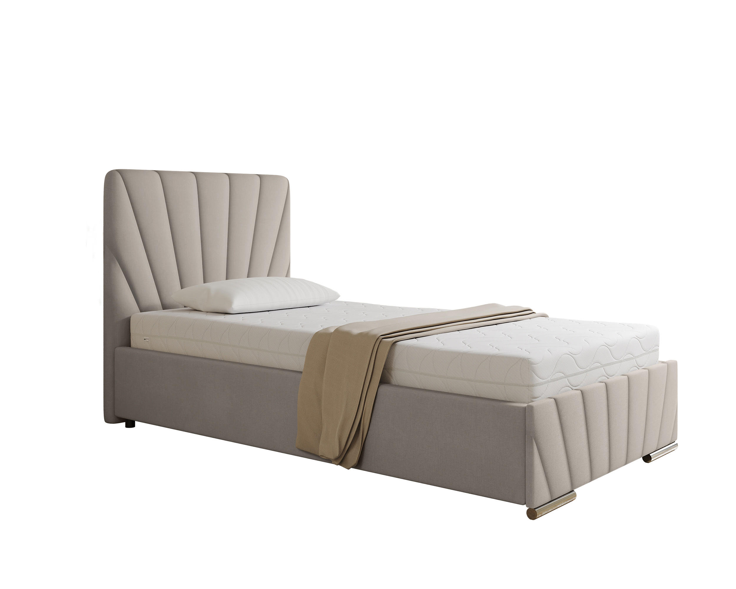 POLSTERBETT Ray 100 x 200 cm mit Bettkasten und Lattenrost, Federkernmatratze- beige - Beige, Holz (100/200cm) - Homesy