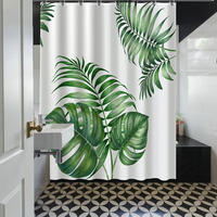 DUSCHVORHANG Blätter Grün 180 x 180 cm wasserdicht schimmelresistent waschbar mit Haken - Multicolor, Textil (180/180cm) - MCBOSON