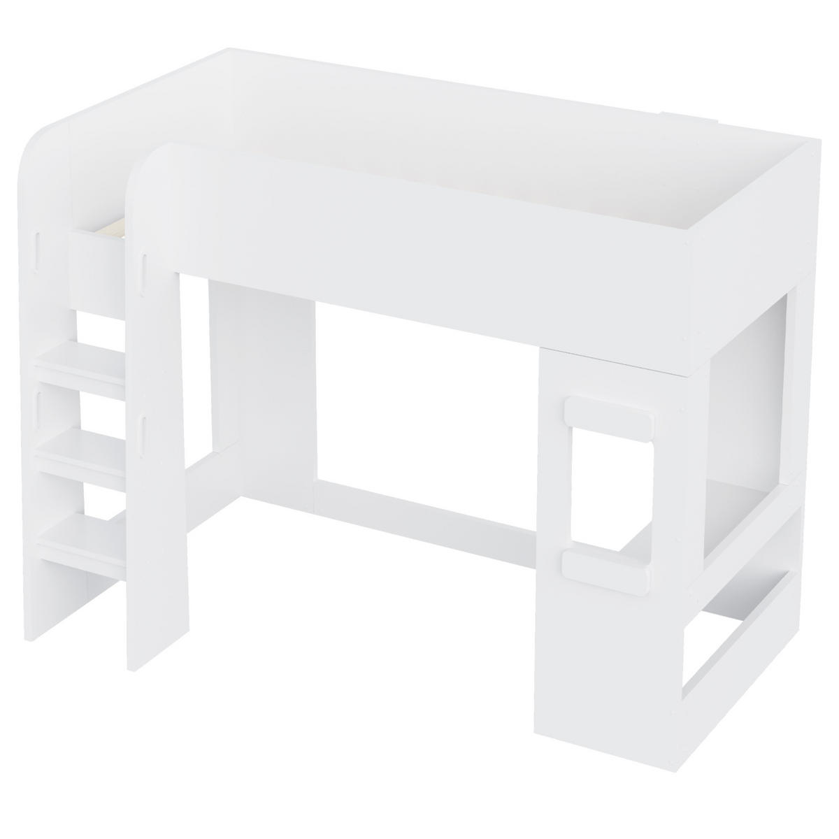 HOCHBETT 90/200 cm mit Lichtleiste und Schreibtisch, DE-41600, in Weiß - Weiß, Holzwerkstoff (90/200cm) - ComfortXL