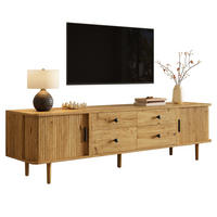 TV-LOWBOARD 165cm mit 4 Schubladen und 2 Schiebetüren - Naturfarben, Holzwerkstoff (165/46/40cm) - FLIEKS