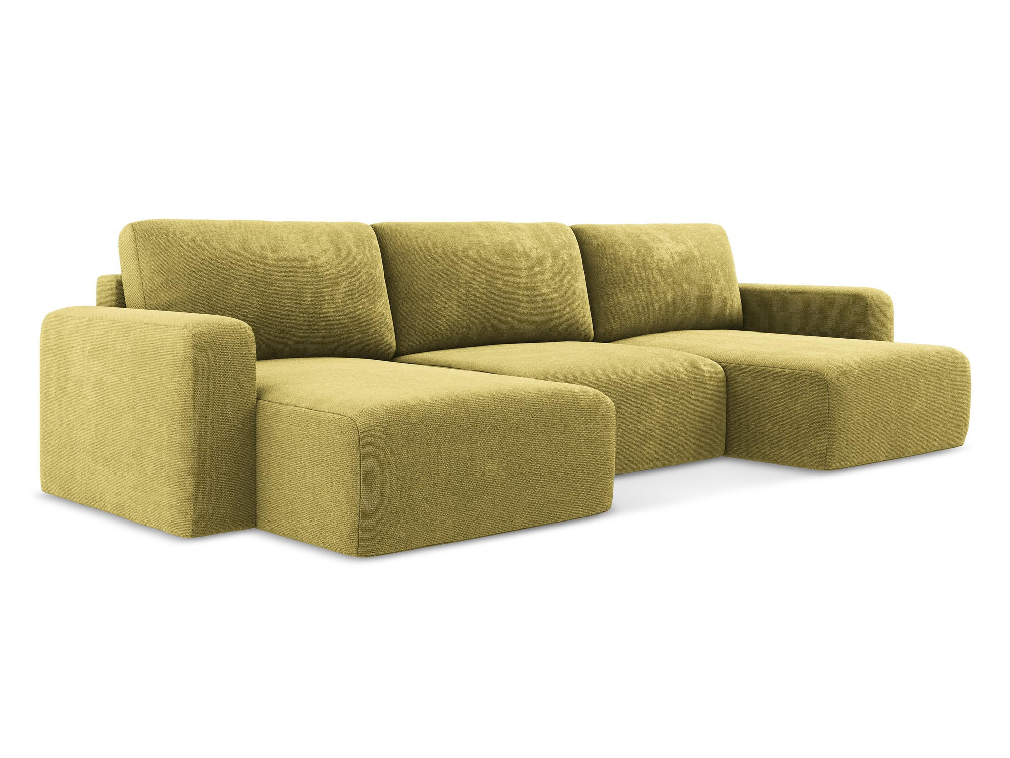 WOHNLANDSCHAFT Chenille Stoff Grün - Limette/Schwarz, Kunststoff/Textil (332/79/149cm) - Makamii