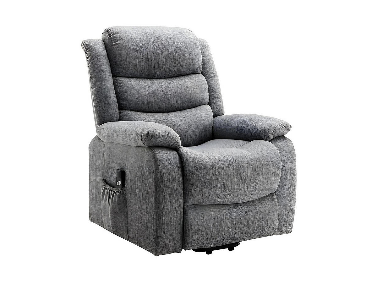 RELAXSESSEL Fernsehsessel - Stoff - Hellgrau - NADINE - Hellgrau, Textil (94/111/86cm) - Vente-Unique