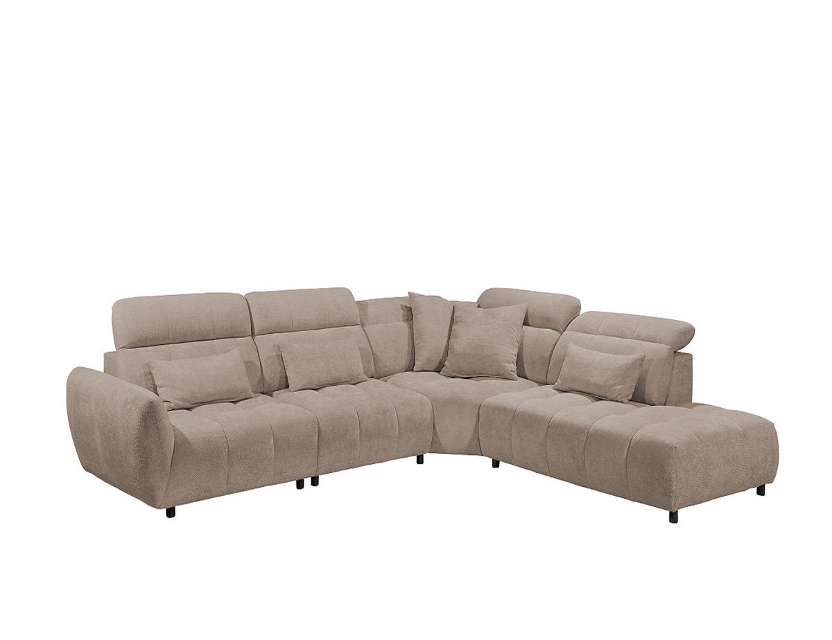 ECKSOFA mit verstellbaren Kopflehnen und Nosagfederung - Hellbraun, Textil (285/339cm) - ed exciting design