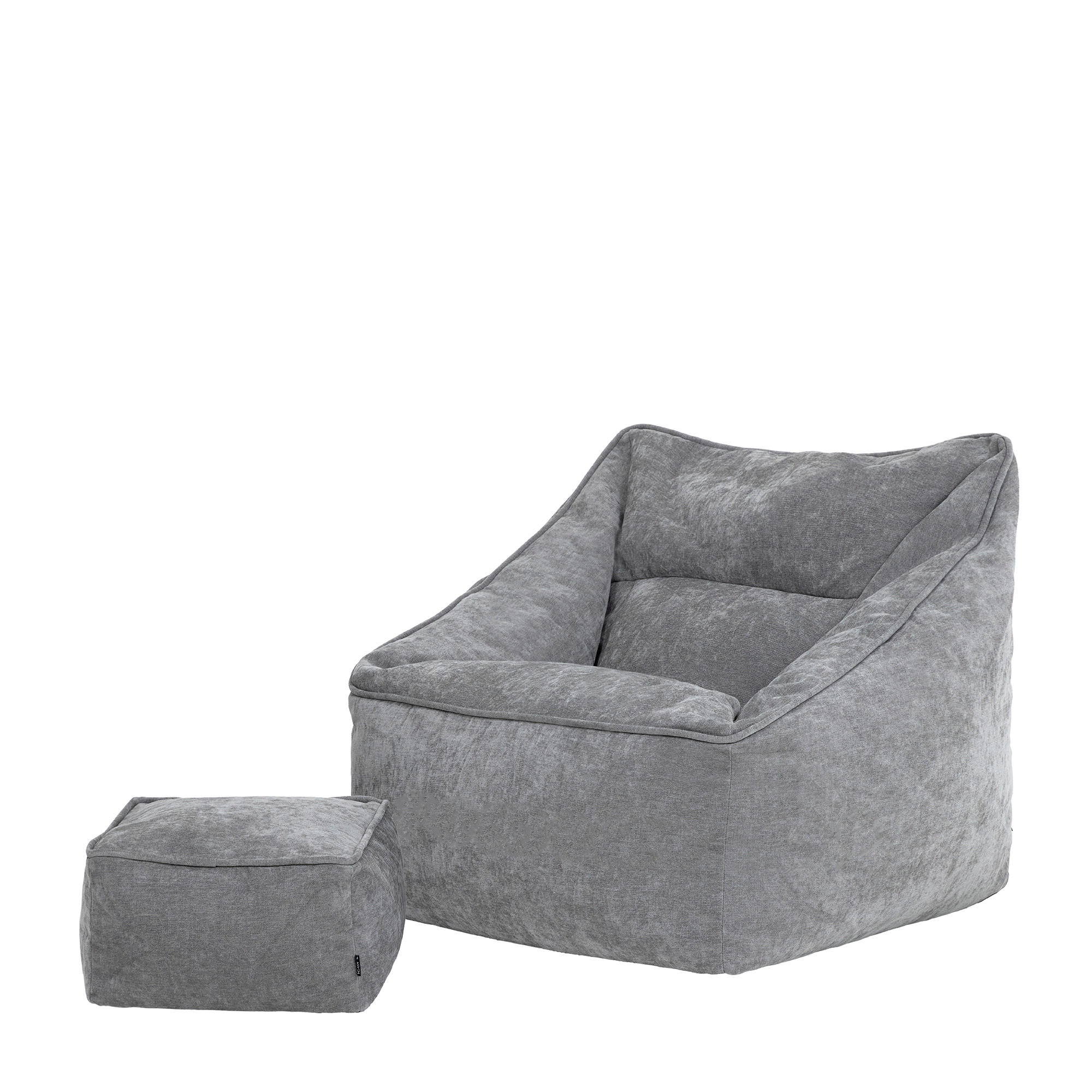 SITZSACK Sessel Chenille Natalia mit Hocker - Grau, Kunststoff/Textil (100/80/88cm) - icon
