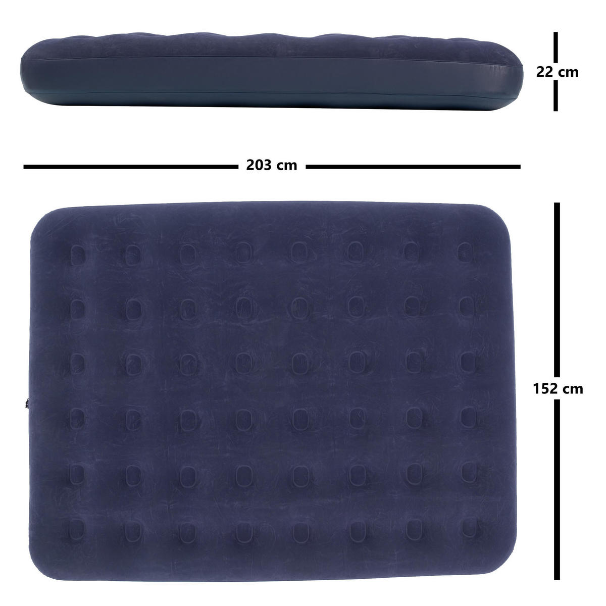 LUFTBETT Luftmatratze Camping 2 Personen 203x152x22cm blau 2 Kissen & Luftpumpe - Blau, Kunststoff (152/203cm) - Avenli