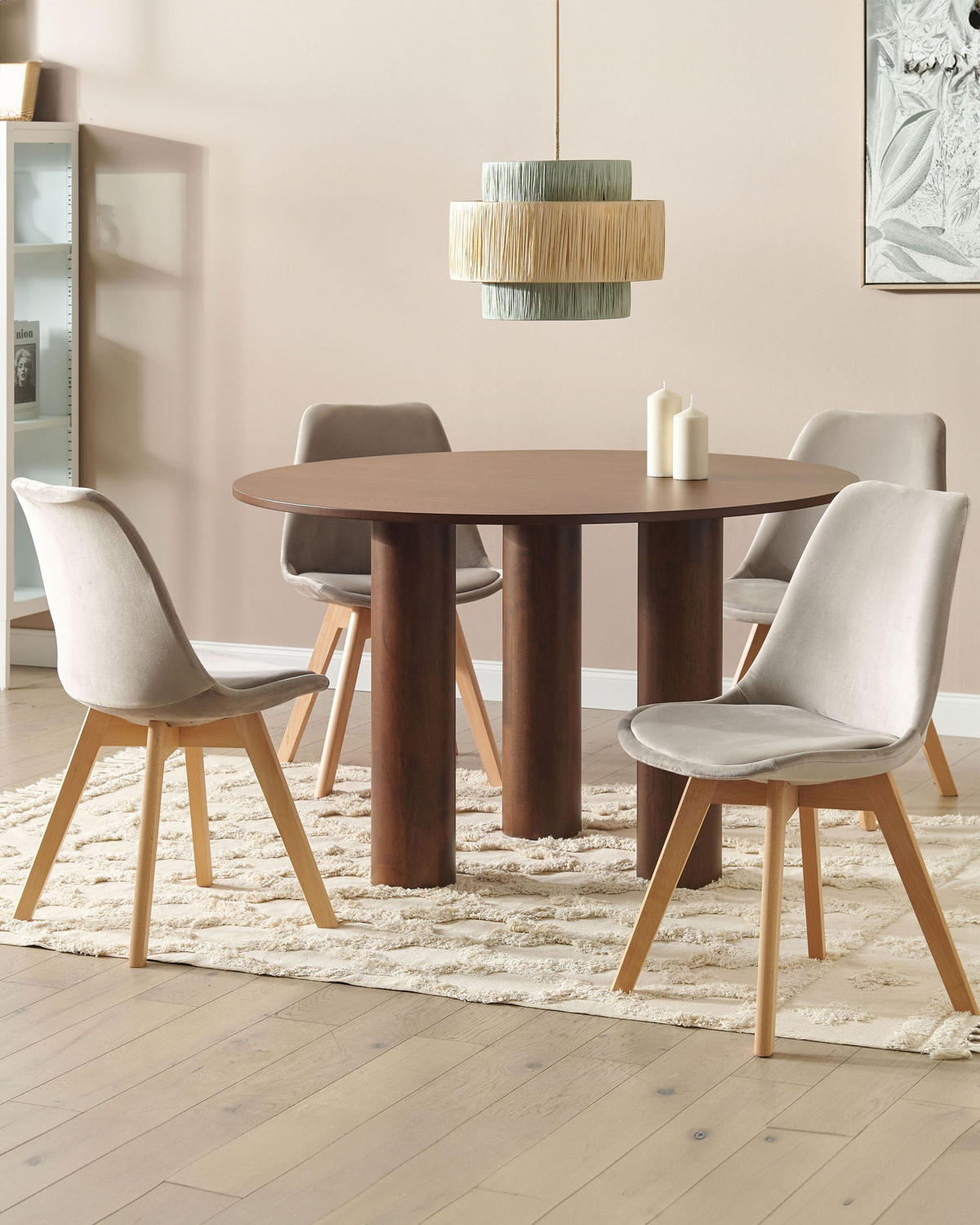 ÉTKEZŐSZÉK 2 darabos Szett Bársony Bézs Dakota - bézs, textil/fa (47/84/57cm) - Beliani