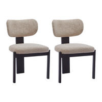 STUHL 2er-Set - Bouclé-Stoff & Kautschukholz - Taupe & Schwarz - WILANA - Taupe/Schwarz, Textil (60/85/56cm) - Vente-Unique