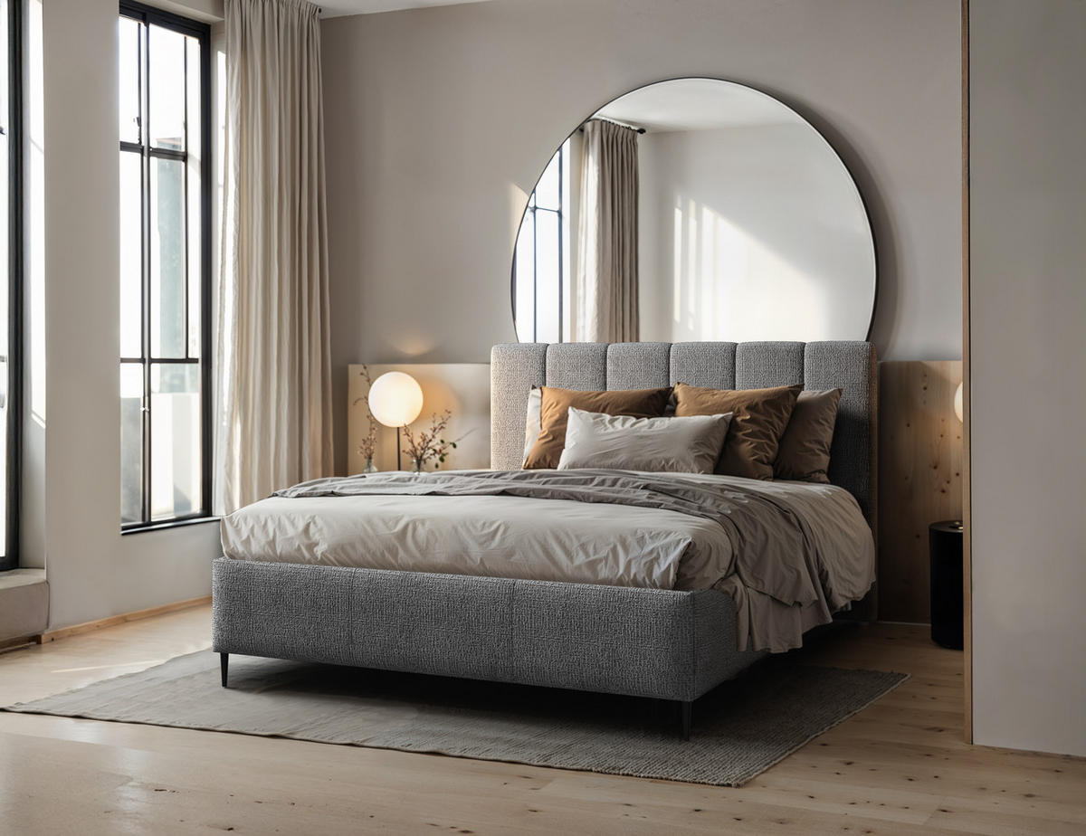 POLSTERBETT Zart 160x200 cm mit Bettkasten und Gasdruckfedern – Grau, modernes Design - Grau, Textil (160/200cm)