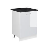 KUCHYNSKÁ SPODNÁ SKRINKA R-Line, Biely vysoký lesk/biely, 60 cm s 1 dverami antrasiitti työtaso - biela/biela s vysokým leskom, kompozitné drevo (60/81.6/60cm) - Vicco