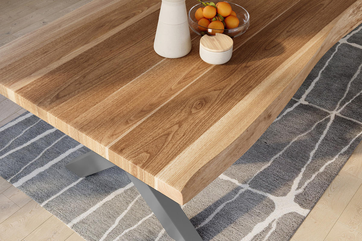 ESSTISCH TITAN - Beige/Silberfarben, Holz (120/350/79cm) - SAM