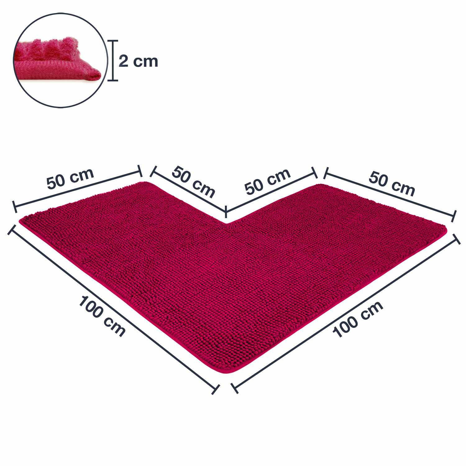 ECKBADEMATTE PARIS - Pink, Textil (100/100cm) - WohnDirect