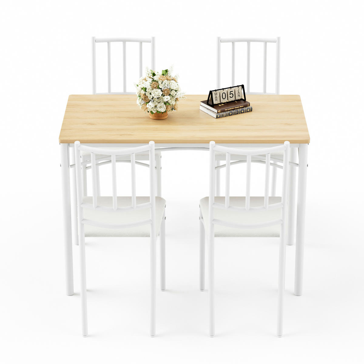 ESSGRUPPE DE-39329 5-teilig, mit 4 Stühlen Natur - Naturfarben, Holzwerkstoff (110/76.5/60cm) - ComfortXL