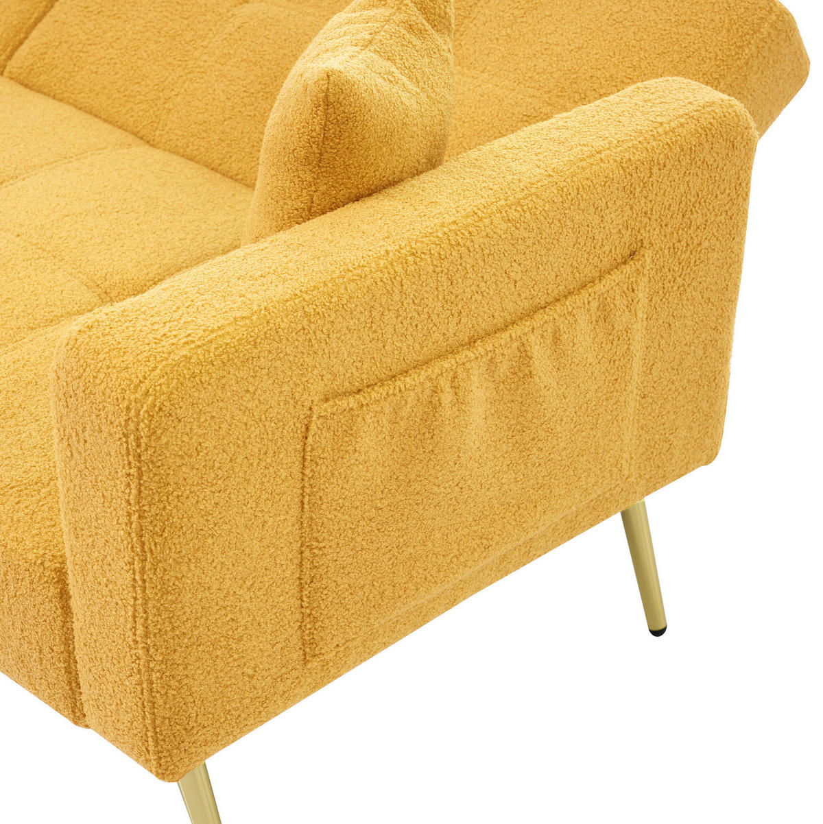 SCHLAFSOFA aus Sherpa 175x64x72 cm in Gelb mit Schlaffunktion & Seitentaschen - Gelb, Textil (175/72/64cm) - Modfu