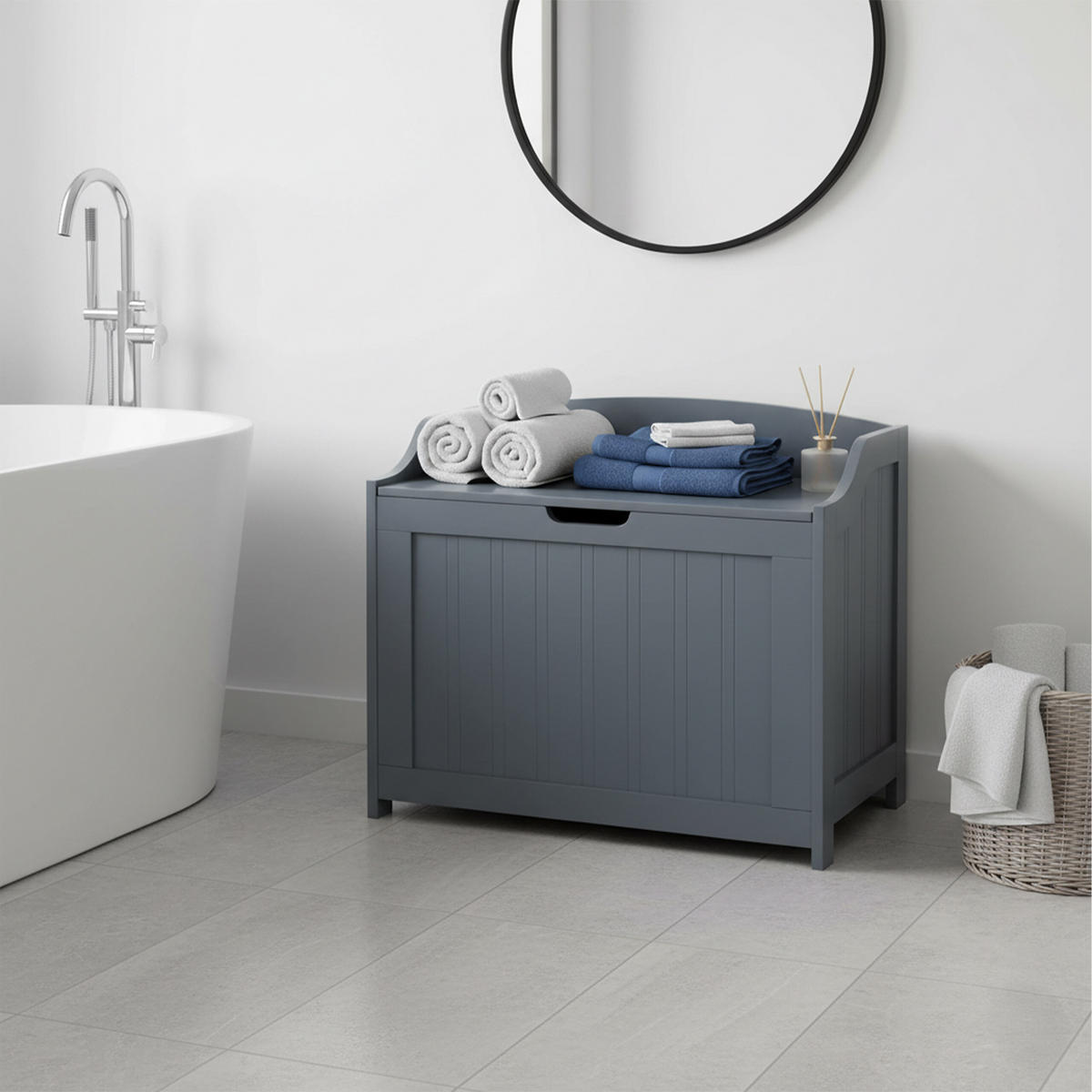 WÄSCHETRUHE - Grau, Holzwerkstoff (56/53/36cm) - Relaxdays