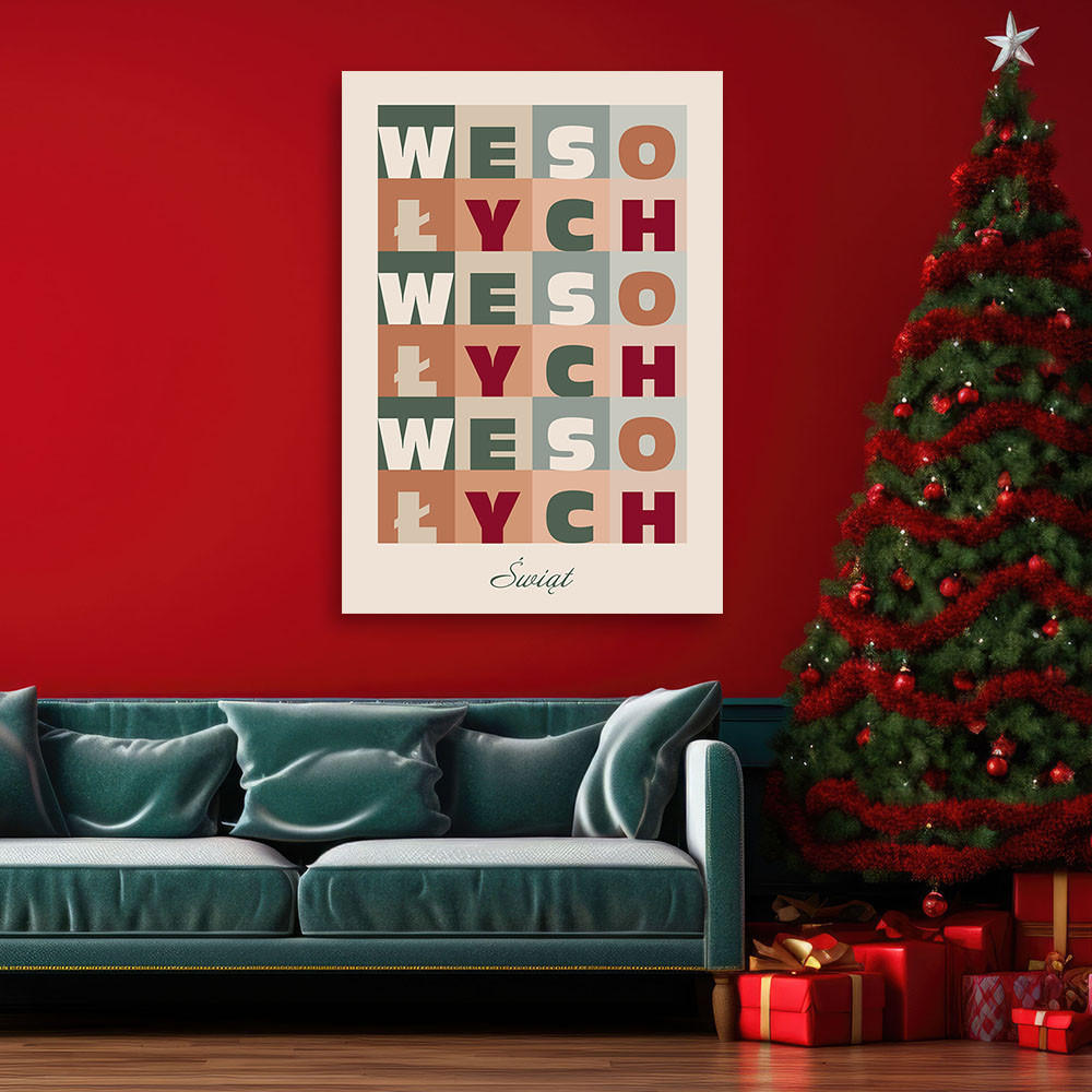 WANDBILD fröhliche weihnachten - Beige, Textil (40/60cm) - Feeby