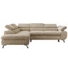 ECKSOFA PABLO L Beige Schenille grob gewebt - Links Seite - Beige/Schwarz, Textil/Metall (208/273cm) - MKS