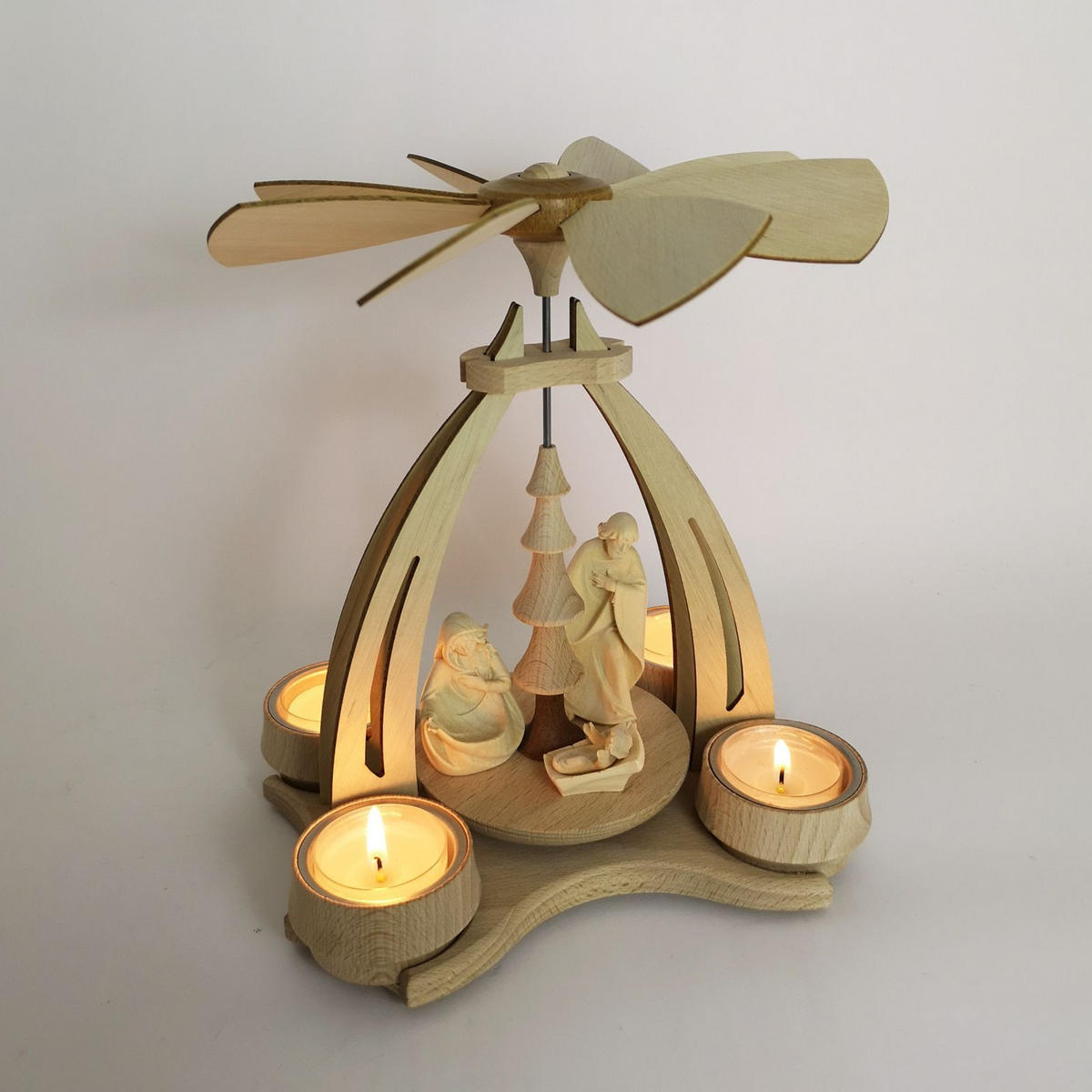 TISCH-PYRAMIDE Heilige Familie 14/18/24 cm - Multicolor, Holz (0.1/24/0.1cm) - Dekoteam24