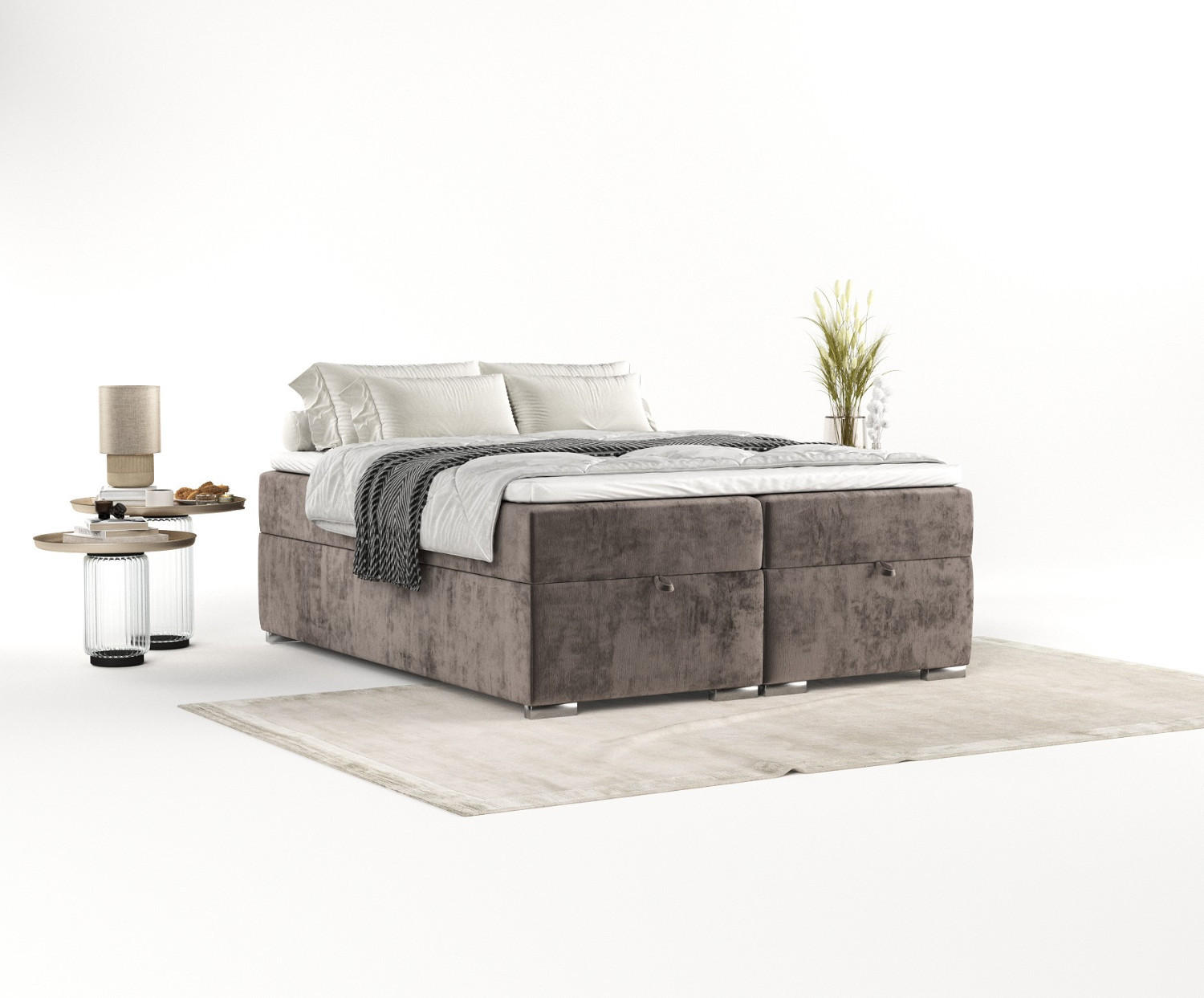 BOXBETT Reto 120/200 cm Braun im Lotta Stoff - Chromfarben/Braun, Holz/Holzwerkstoff (120/200cm) - AltaBeds