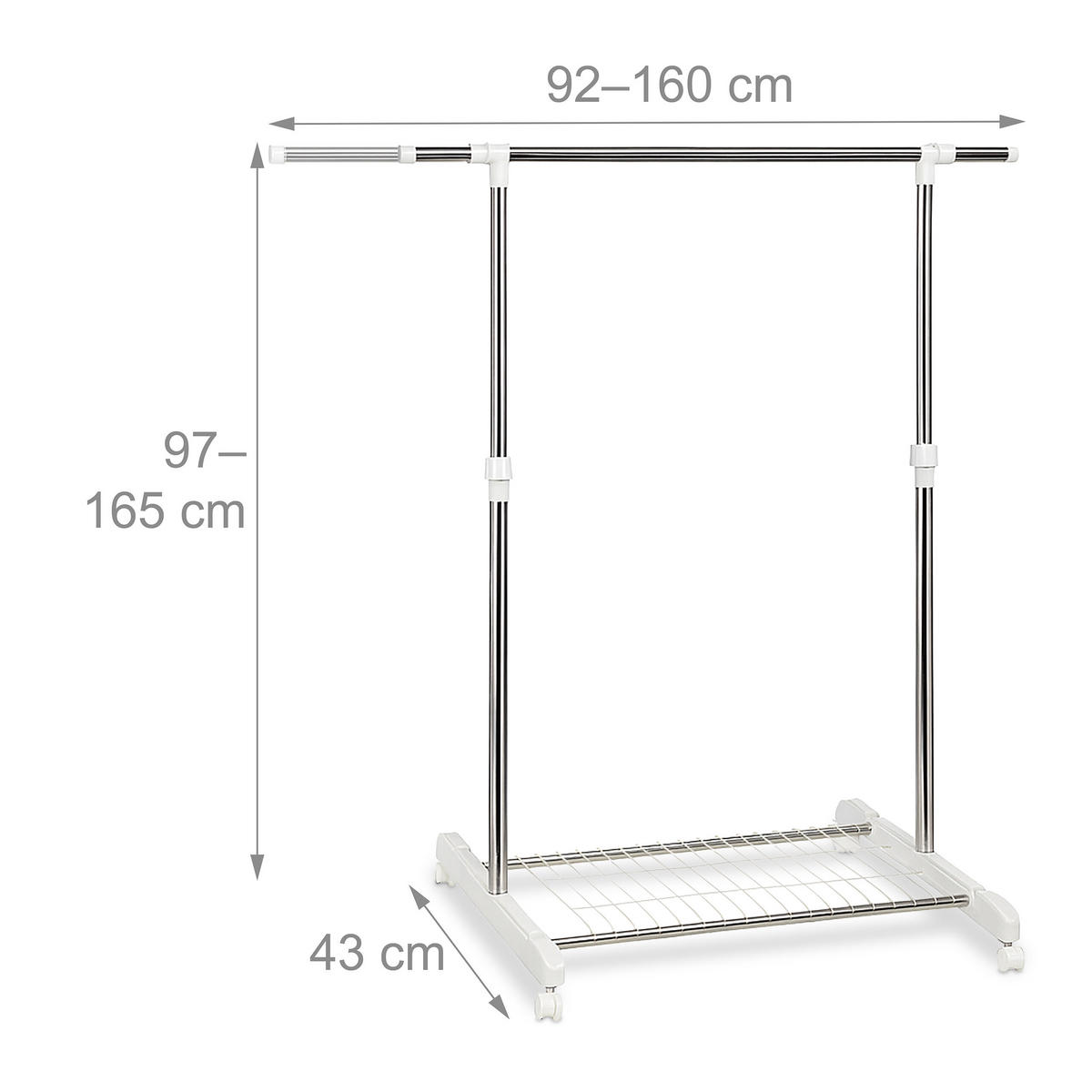 KLEIDERSTÄNDER - Multicolor/Weiß, Kunststoff/Metall (160/165/43cm) - Relaxdays