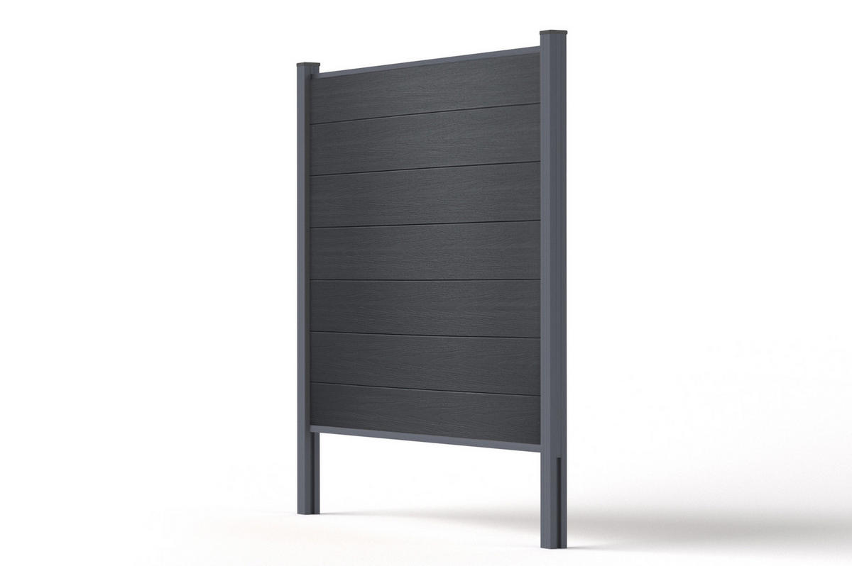 VERBUNDZAUN 2 m STOCKHORN H. 150 cm zum Einbetonieren, grau - Grau, Holzwerkstoff (200/150cm) - Casanoov