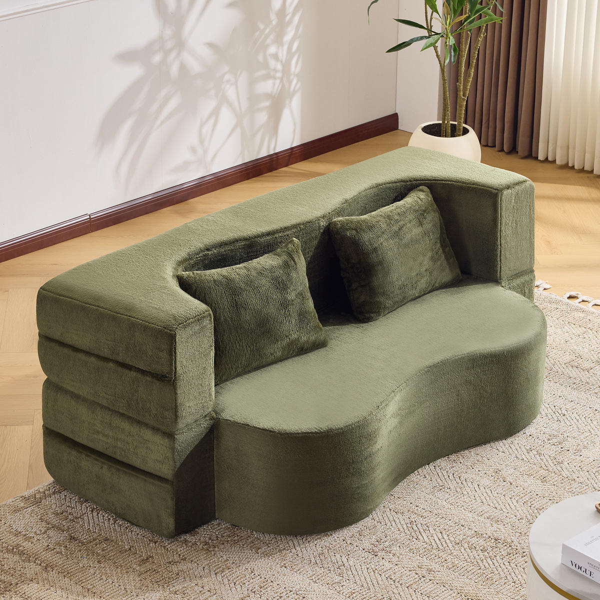 2-SITZER SCHLAFSOFA Mikrofaser Grün mit Klappfunktion und 2 Kissen - Grün, Textil (180/70/110cm) - WISHDOR