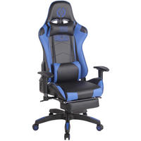 CHEFSESSEL Lederlook schwarz/blau - Blau/Schwarz, Kunststoff/Textil (67/132/58cm) - CLP