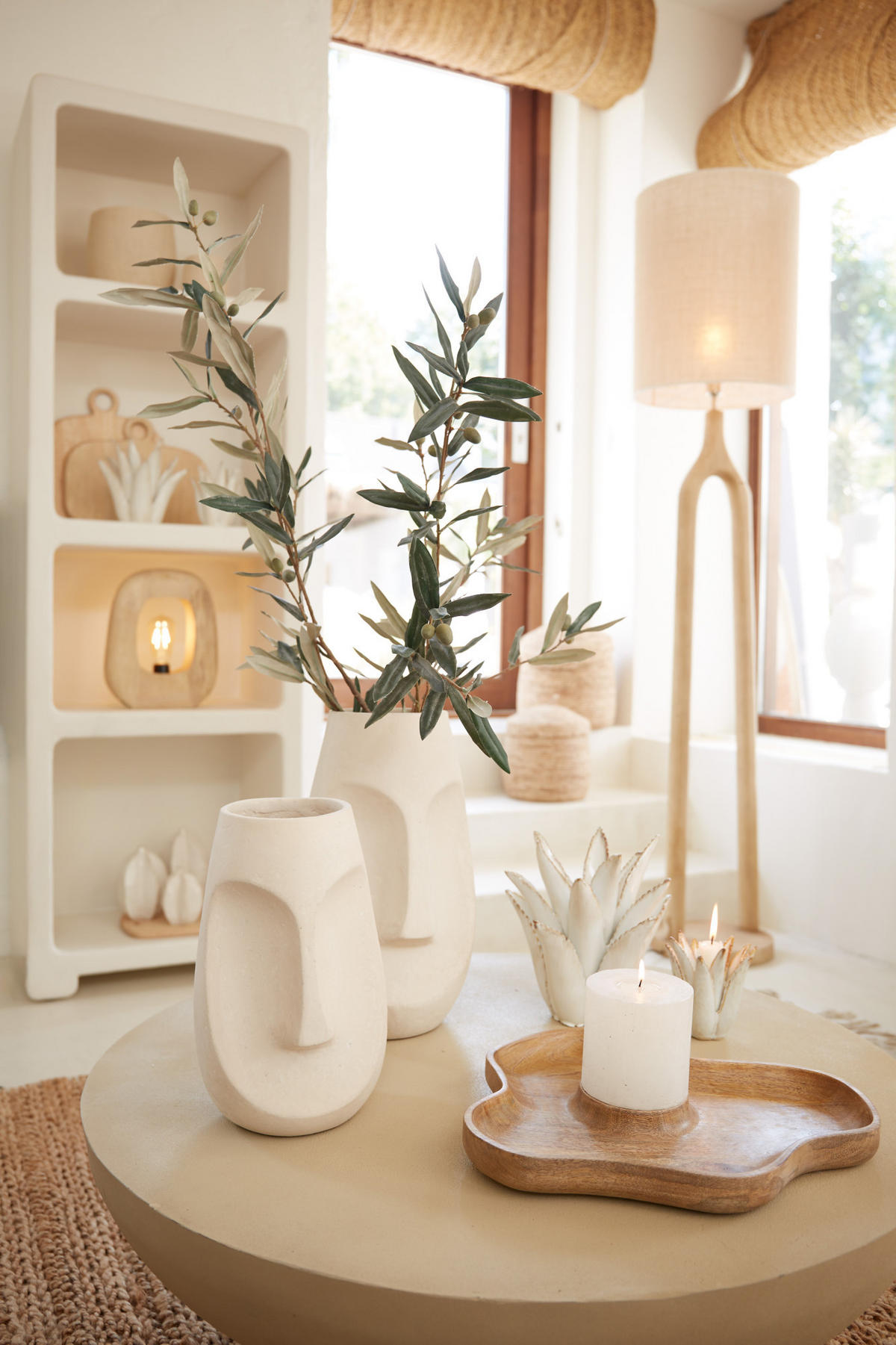 VASE Gesicht Weiß Ø21/36 cm - Weiß, Papier (36cm) - Light & Living