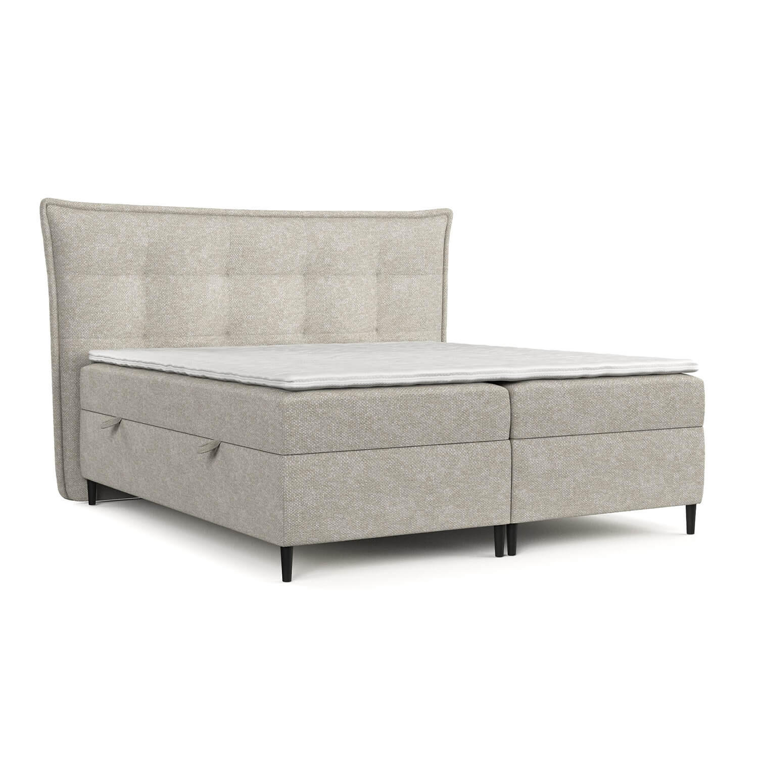 BOXBETT Las Palmas 180/200 cm Beige im Alta Stoff - Beige/Schwarz, Holz/Holzwerkstoff (180/200cm) - AltaBeds
