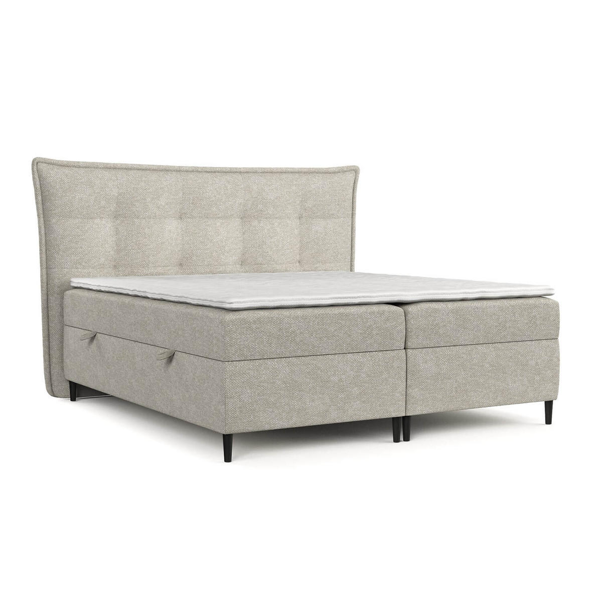 BOXBETT Las Palmas 180/200 cm Beige im Alta Stoff - Beige/Schwarz, Holz/Holzwerkstoff (180/200cm) - AltaBeds