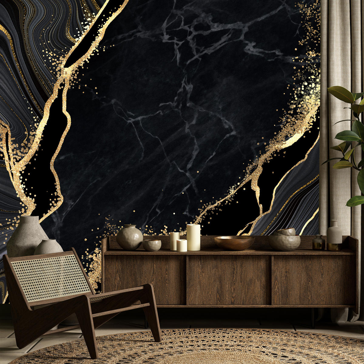 FOTOTAPETE Abstrakter Marmor Muster Glamour 350x256 - Gelb/Beige, Papier (350/256cm) - Muralo