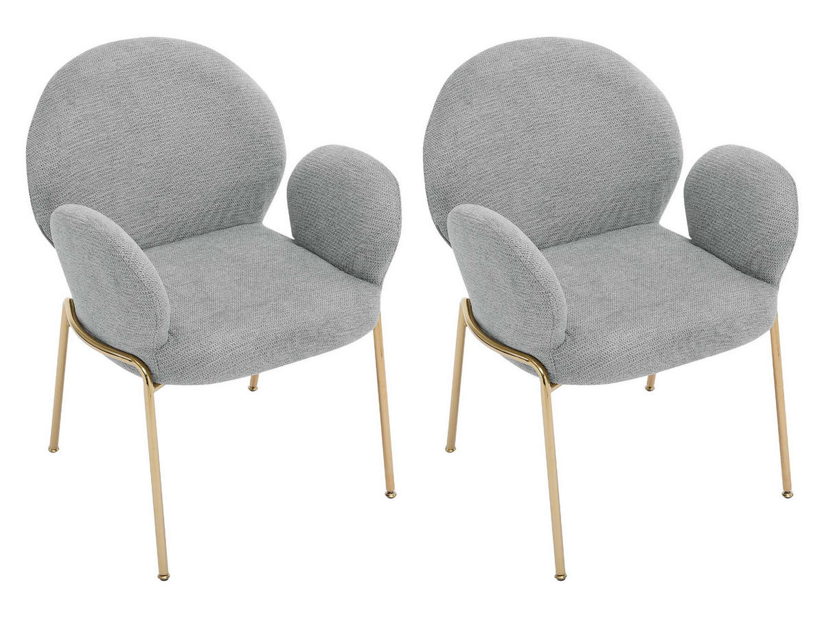 STUHL-SET Muz DC-1261/GL - Goldfarben/Grau, Textil/Metall (63/86/64cm) - MIRJAN24