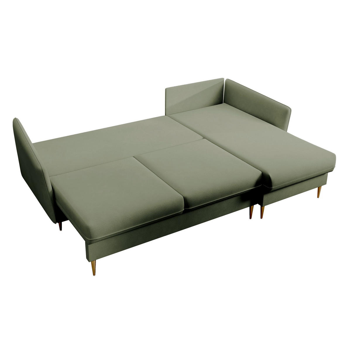 ECKSOFA Volio Salbeigrün Samt - Goldfarben/Hellgrün, Textil/Metall (223/145cm) - Selsey