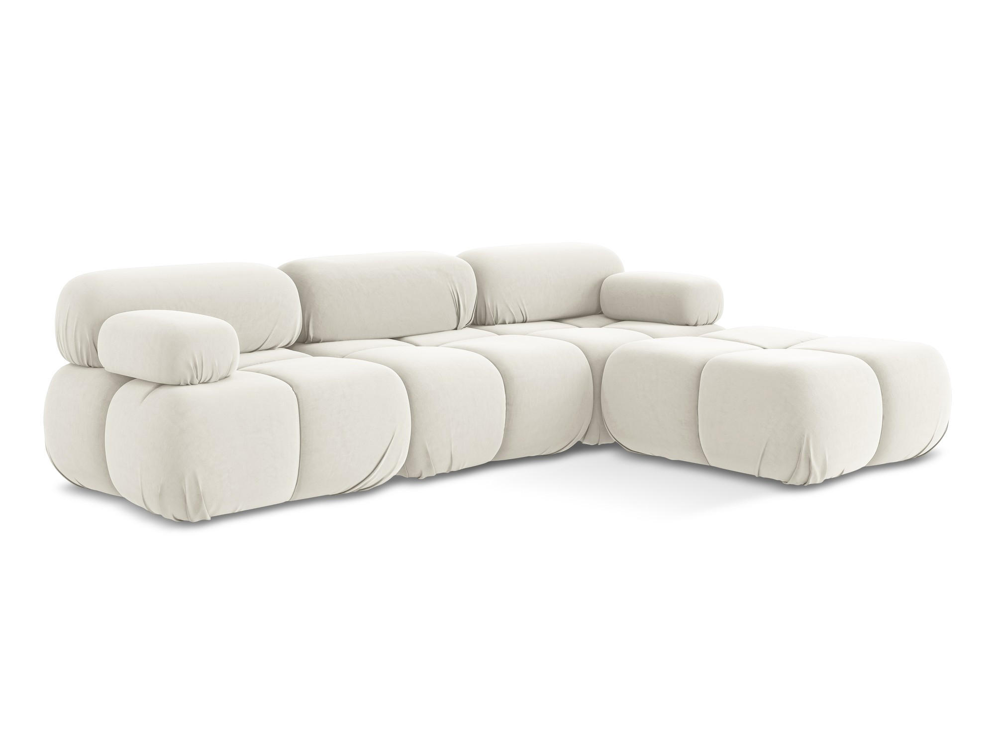 ECKSOFA Beidseitig Samt Stoff Beige - Beige/Creme, Kunststoff/Textil (285/191cm) - Makamii