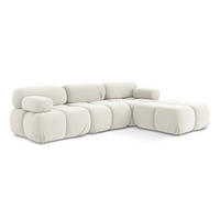 ECKSOFA Beidseitig Samt Stoff Beige - Beige/Creme, Kunststoff/Textil (285/191cm) - Makamii