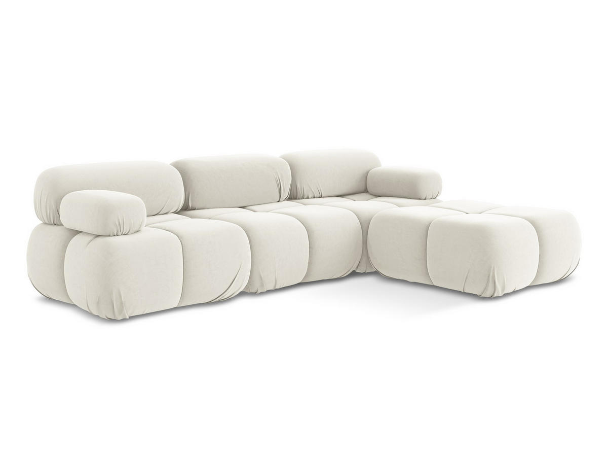 ECKSOFA Beidseitig Samt Stoff Beige - Beige/Creme, Kunststoff/Textil (285/191cm) - Makamii