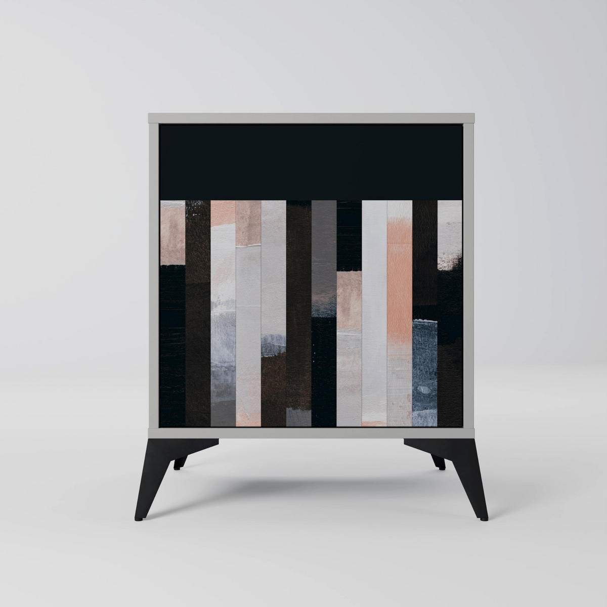 SIDEBOARD COLLAGE OF RECTANGLES, Grau, 57,5x42x75,5 cm, Goldfarbene Metallfüße - Goldfarben/Multicolor, Holzwerkstoff/Metall (57.5/75.5/42cm) - SpaceRebels