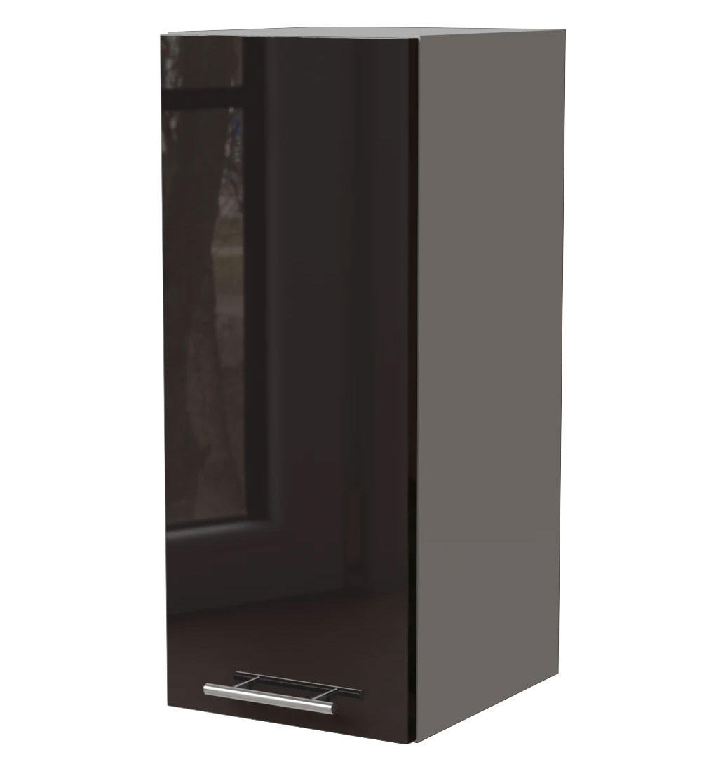 Feldmann-Wohnen Küchenhängeschrank Schwarz Hochglanz, Grau 20x72x32.5 cm