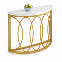 KONSOLENTISCH Halbmond-Design 110 x 35 cm MDF Metall Gold Weiß - Weiß, Metall (110/35/80cm) - Meubliv