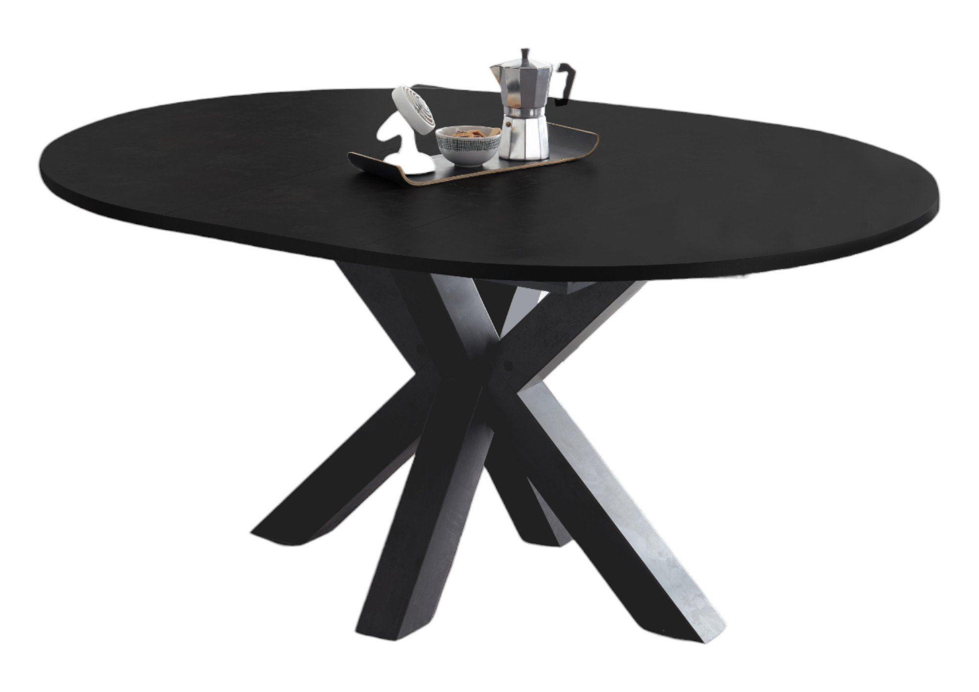 ESSTISCH Rund ausziehbar Edda 8 110 x 110 x 78 Küchentisch Graphit/Schwarzstahl - Grau, Holz (110/110/78cm) - 58aufmkessel