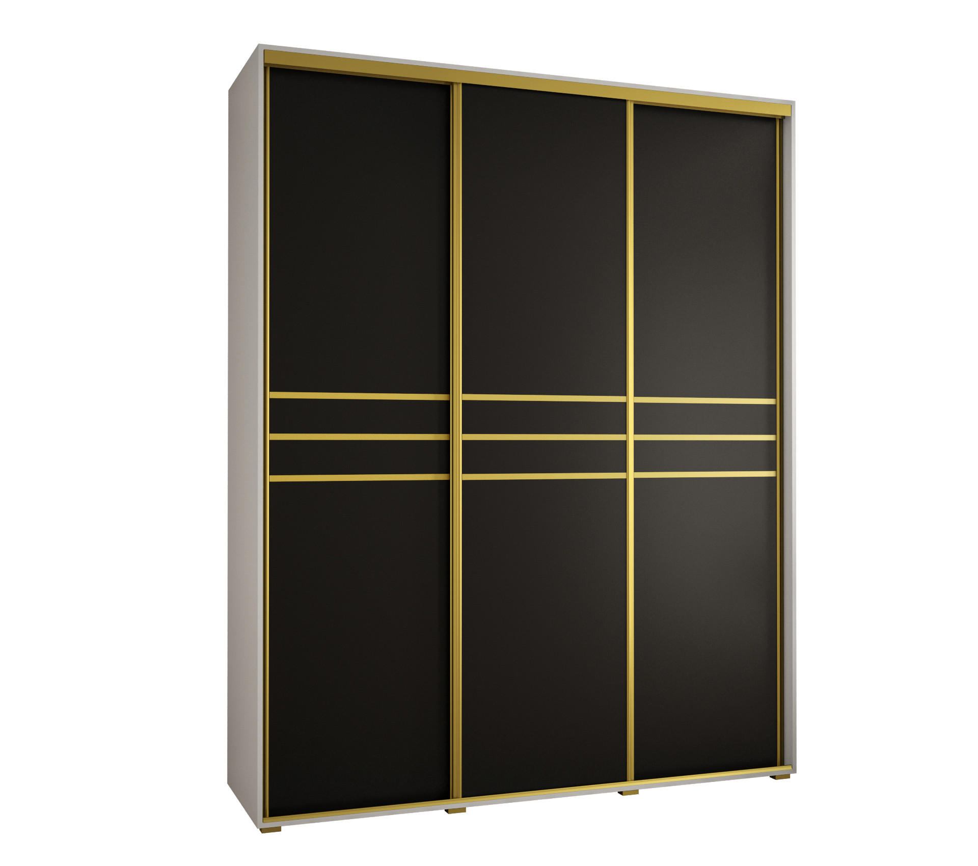 Abiks Möbel Schwebetürenschrank Weiß, Schwarz, Gold 200x235x60 cm