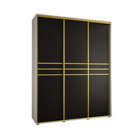 SCHWEBETÜRENSCHRANK 235,2/200/45 3-türig - Goldfarben/Schwarz, Holz/Metall (200/235/45cm) - Abiks Möbel