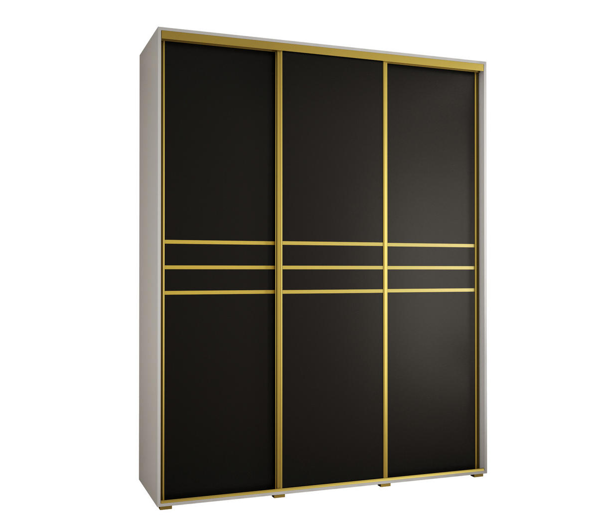 SCHWEBETÜRENSCHRANK 235,2/200/45 3-türig - Goldfarben/Schwarz, Holz/Metall (200/235/45cm) - Abiks Möbel