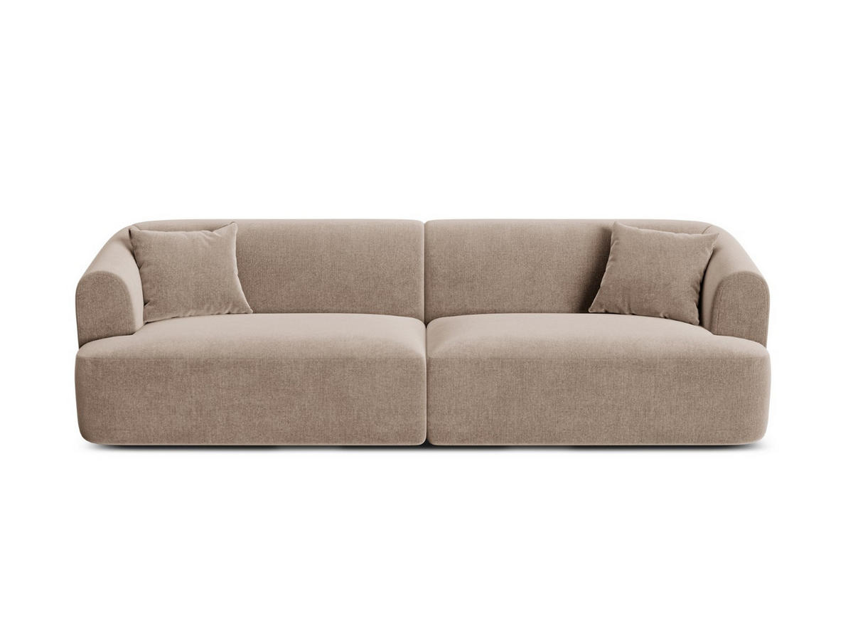 MODULARES-SOFA Campi aus Samt dunkelbeige 4 Sitzplätze - Mokka, Textil (90/70/255cm) - Cosmopolitan Design