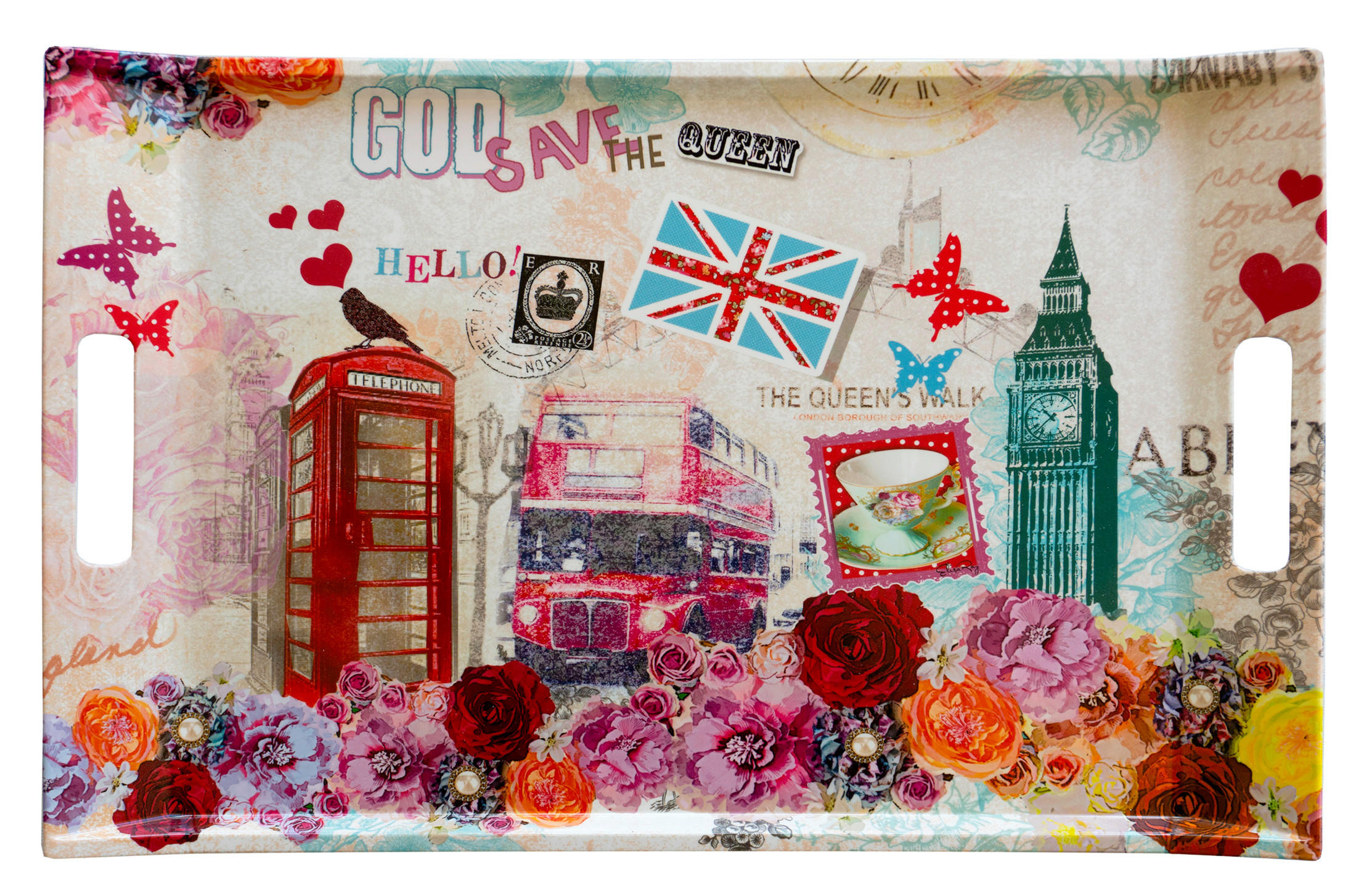 TABLETT London, rechteckige Serviertablett mit Griff 54x35 cm - Multicolor, Kunststoff (35/3/54cm) - Lashuma