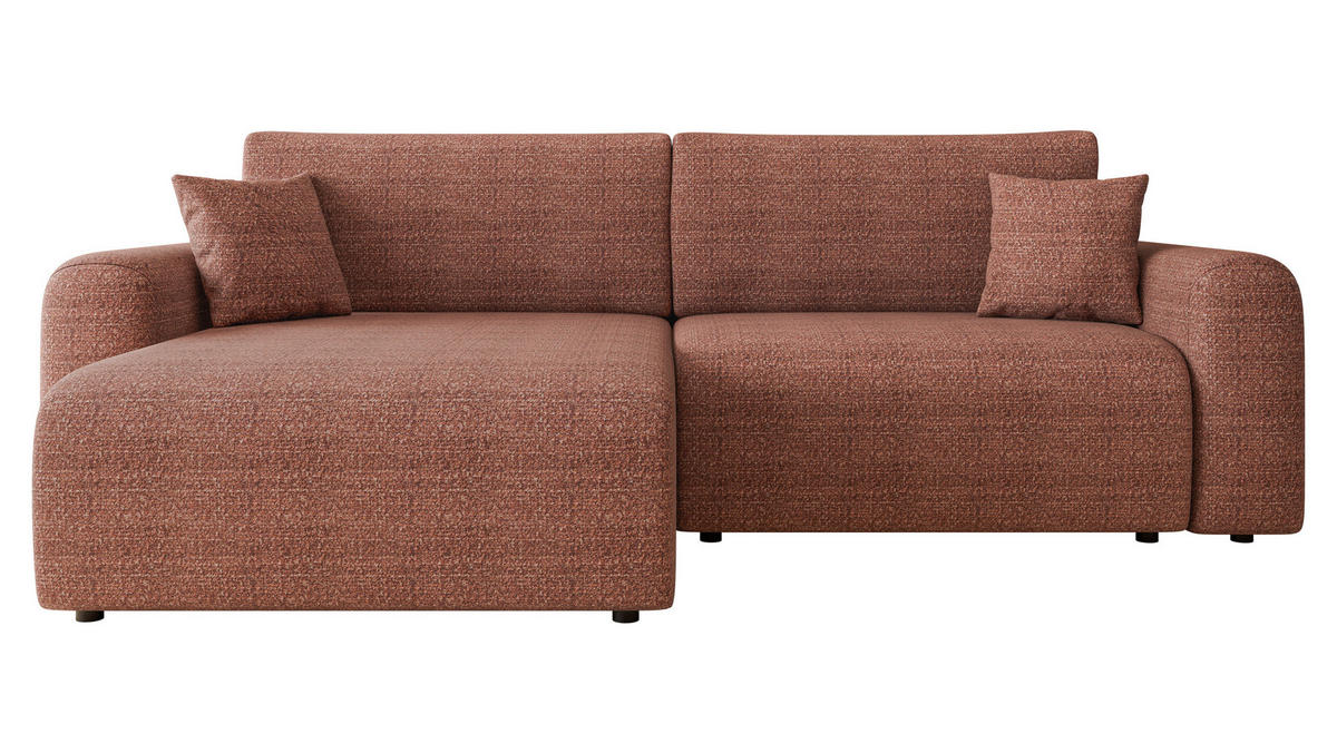 ECKSOFA Floryn L - Schwarz/Rosa, Holz/Kunststoff (245/145cm) - MIRJAN24