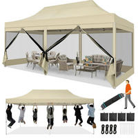 FALTPAVILLON 3x6m Wasserdicht Stabil mit 6 Seitenwänden Khaki - Olivgrün, Textil (300/335/600cm)