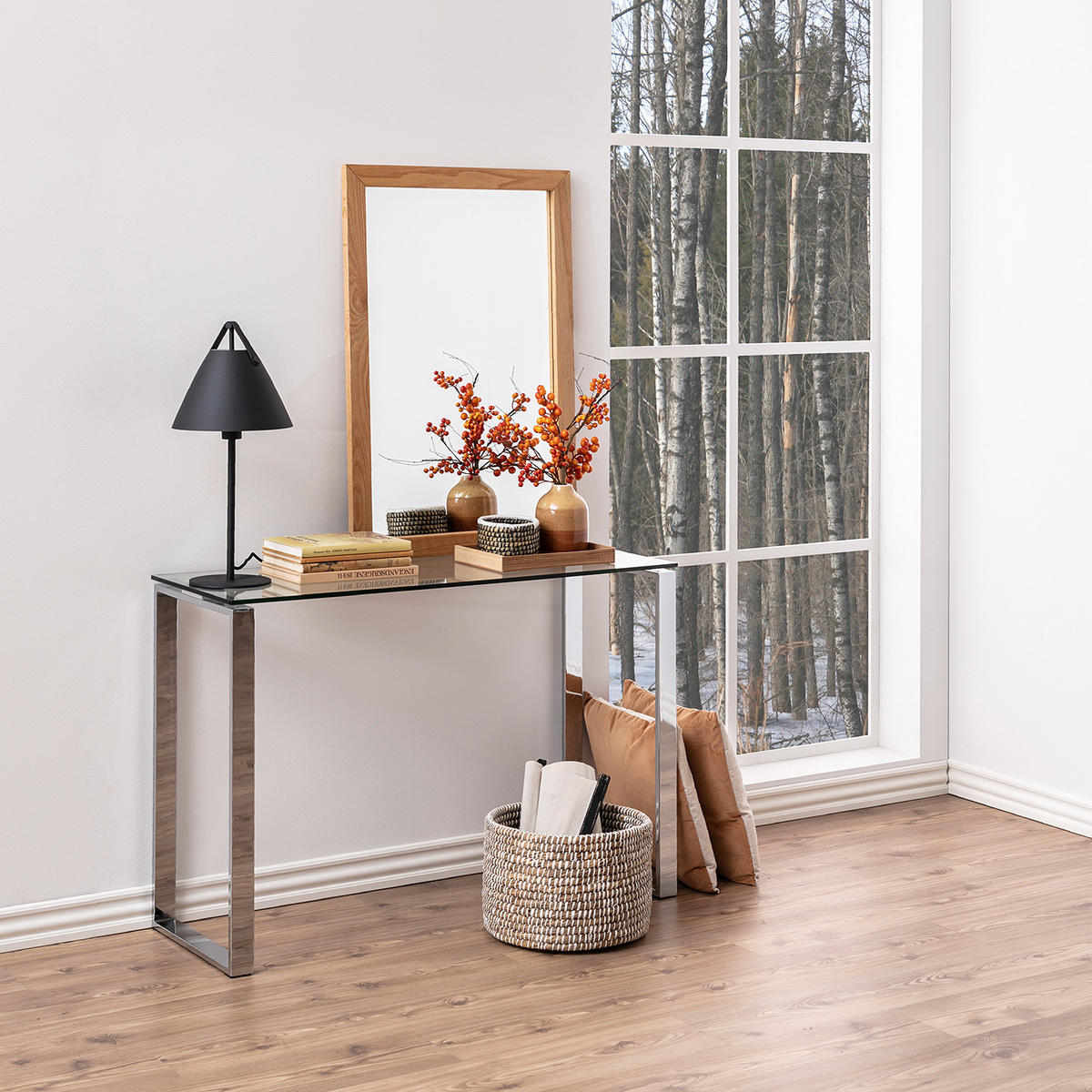 KONSOLENTISCH - Glas / Metall - Chromfarben, Glas/Metall (40/110/76cm) - home24