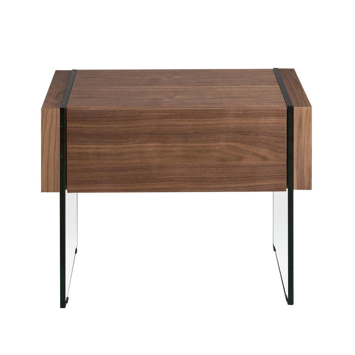 NACHTSCHRANK Nachttisch aus Nussbaum und gehärtetem Glas 58/39/43 cm - Transparent/Nussbaumfarben, Glas/Holz (58/43/39cm) - ANGEL CERDA