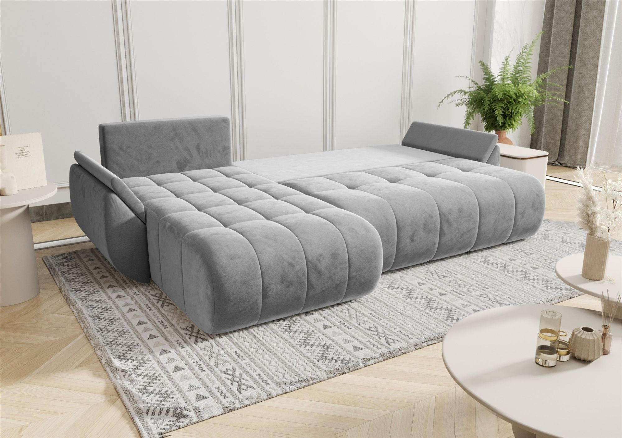 Thumbnail - Fun Möbel Ecksofa, Grün, Textil, Ottomane links, 280x185 cm, Wohnzimmer, Sofas & Couches, Wohnlandschaften, Ecksofas