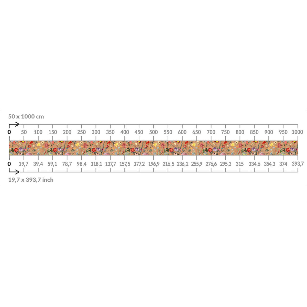 BALKON SICHTSCHUTZ Wildblumenmuster 250/50 cm - Braun, Kunststoff (250/50cm) - Bilderwelten